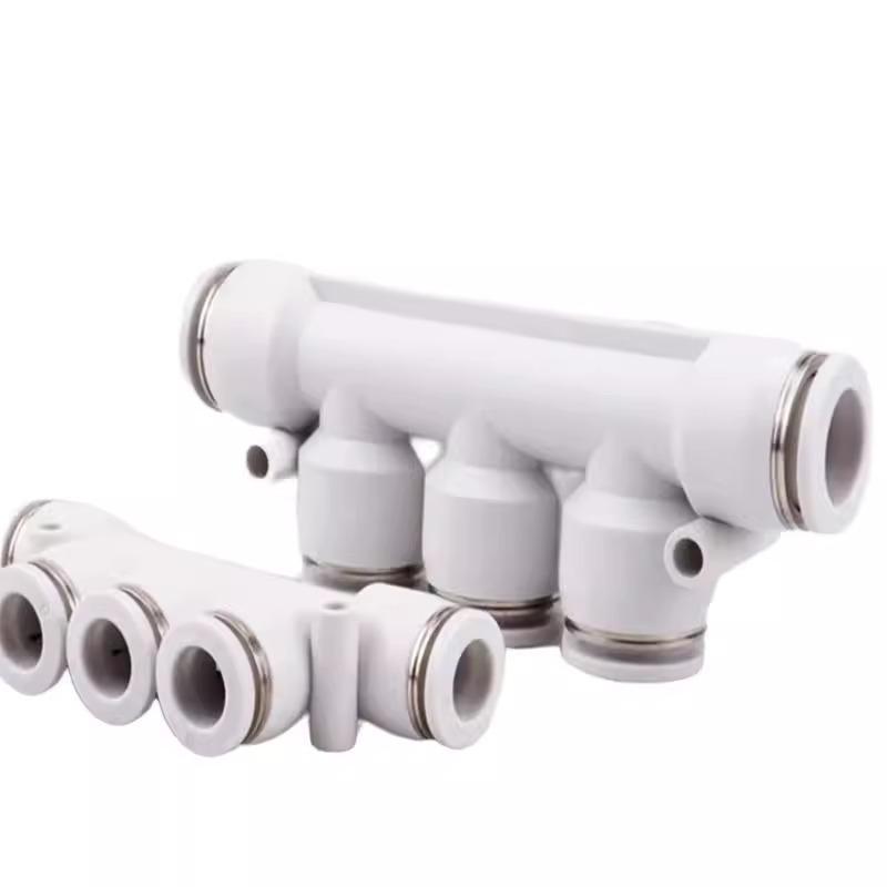 Pneumatic Quick-Connect Air Hose Five-Way Fitting, MPKD Threaded, Sizes: 4/6/8/10/12-01/02/03/04