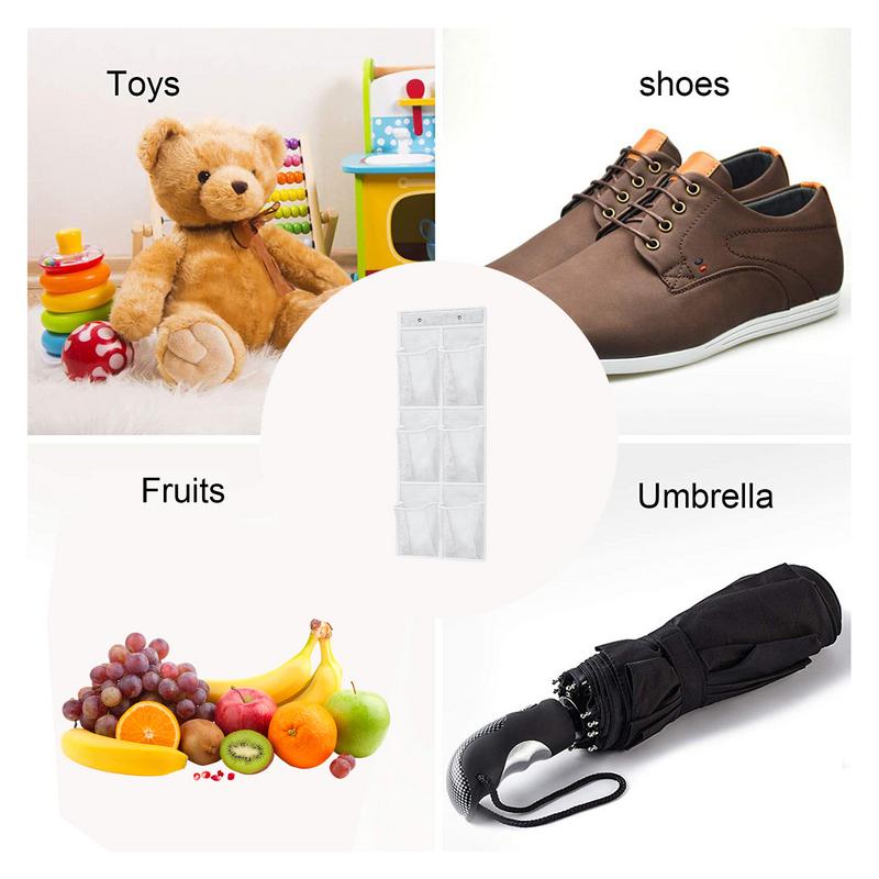 Wall-Mounted Storage Bag 6 Compartments Mesh Closet Shoe Holder Door Hangable Storage Basket Closet Hangable Storage Pockets