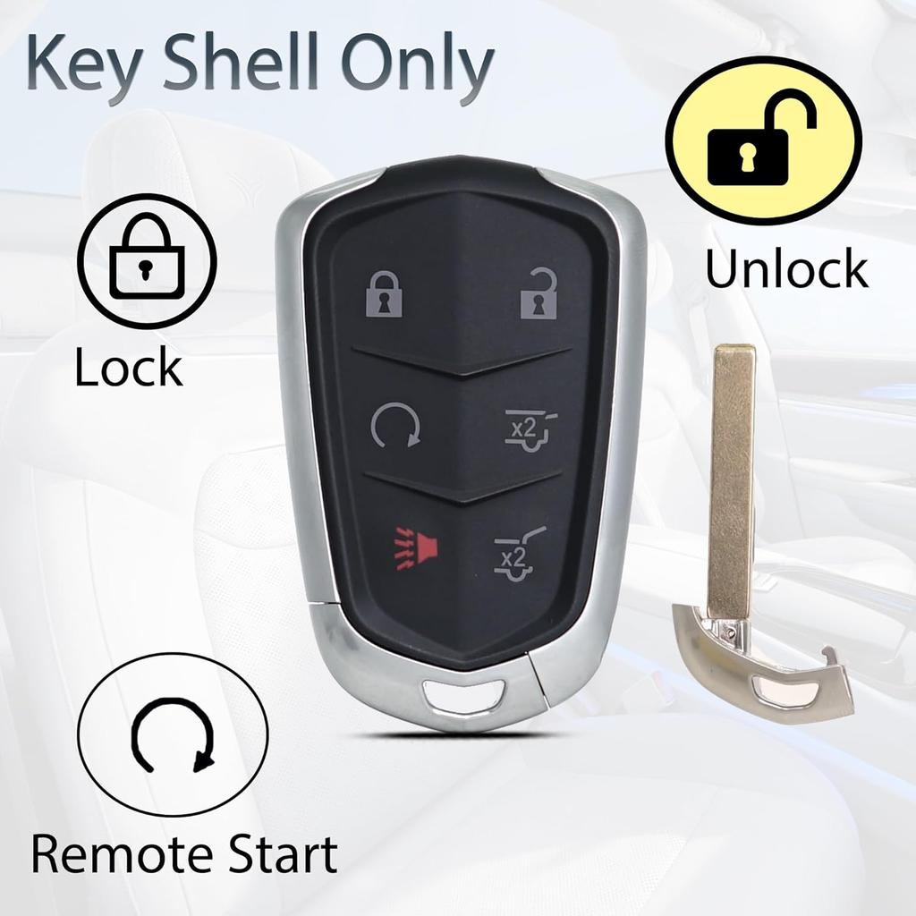 Key Fob Shell Case Replacement Fits for Cadillac Escalade ESV 2015 2016 2017 2018   Keyless Entry Remote Control 6 Button Pad Cover