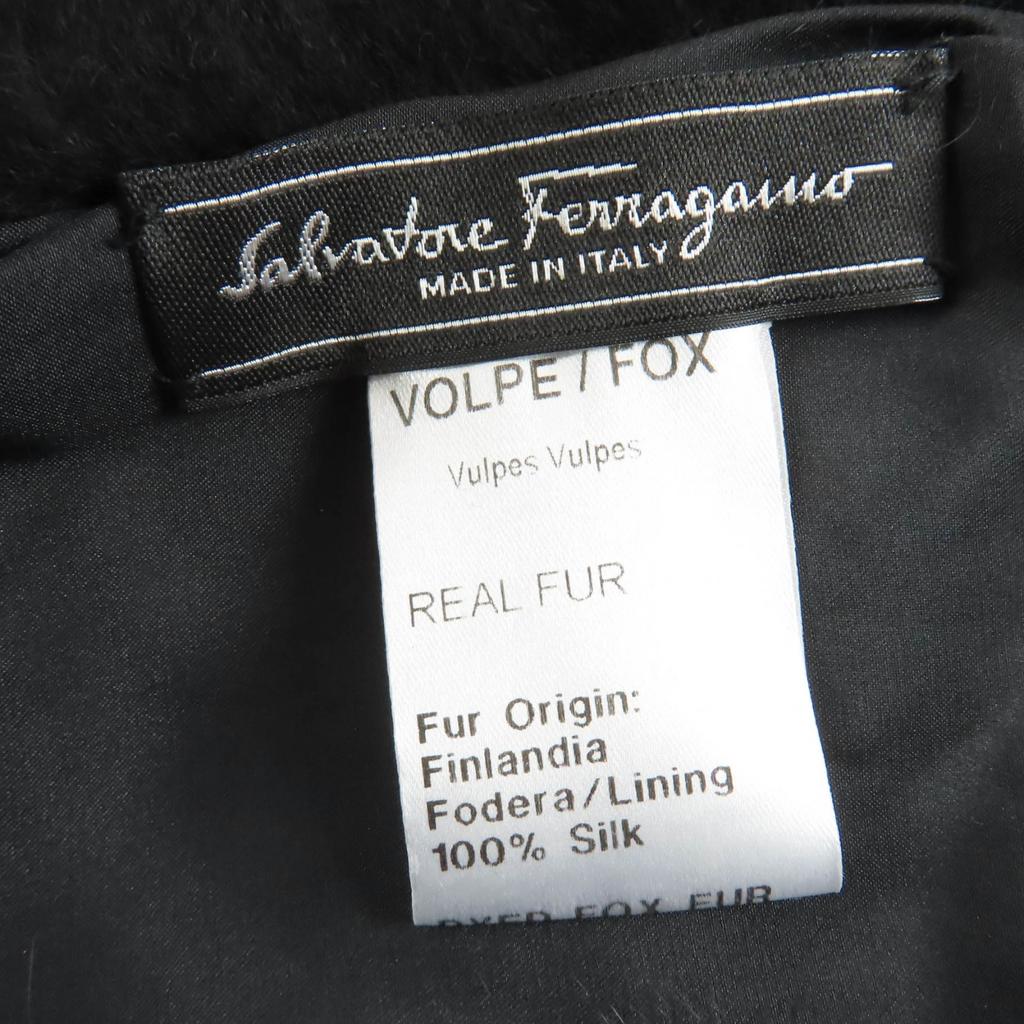 Great Salvatore Ferragamo genuine fur shawl black Fox FOX Women Used
