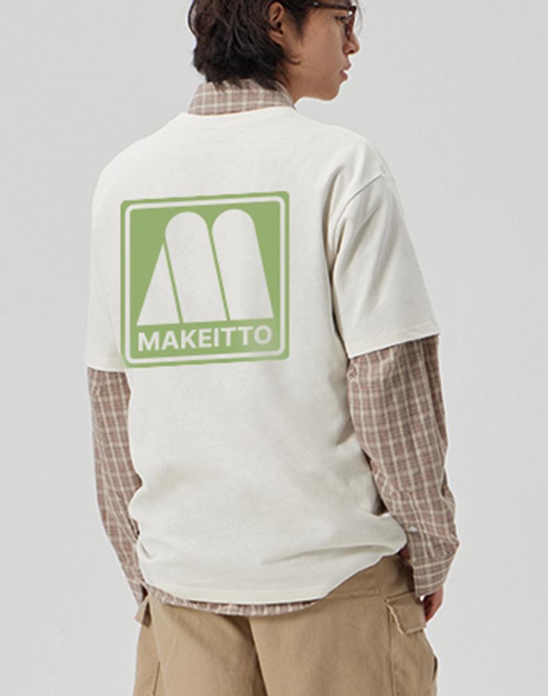 MAKEITTO [Square Logo] Crew Neck Tee_Cream