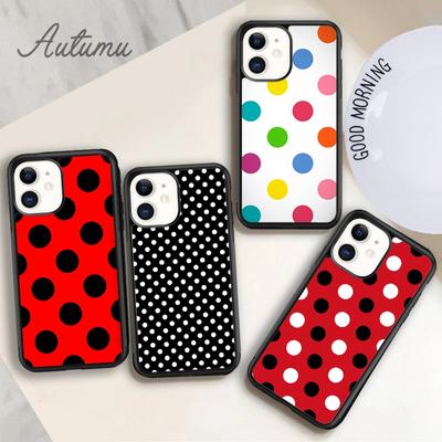 Mega Polka Dots Black White Phone Case for iPhone 11 12 13 14 Pro Max Mini X XR XS SE 2020 6S 7 8 Plus Samsung S21 S22 Shell
