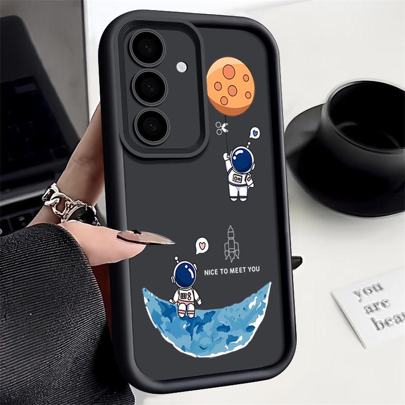 Spaceship Astronauts Soft Case For Samsung S25 Edge S24 S23 S22 Ultra Plus S24 FE A56 A26 A16 A14 A15 A35 A53 A54 5G Phone Cover