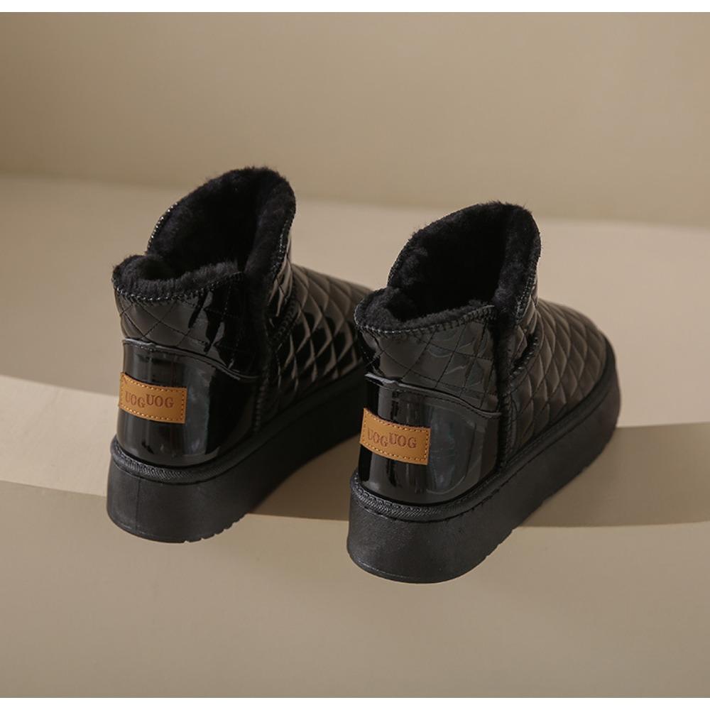 Winter Fleece Warm Diamond Patterned Snow Boots for Women