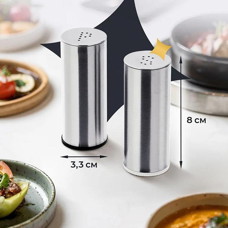 2Pcs/Set Spice Shaker Set For Kitchen Home Use Fine Mesh Salt Shaker Pepper Dispenser Portable Condiment Container Easy Control