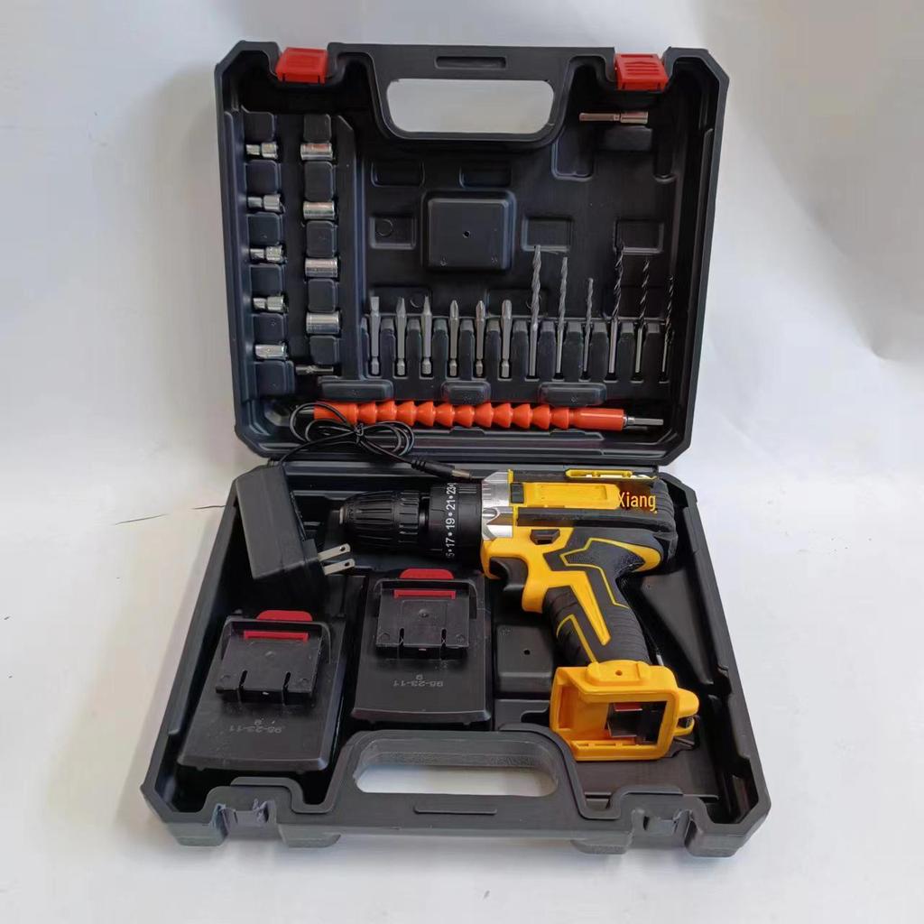 21V Lithium Rechargeable Drill with Impact, Dual-Speed, Multifunctional Electric Screwdriver