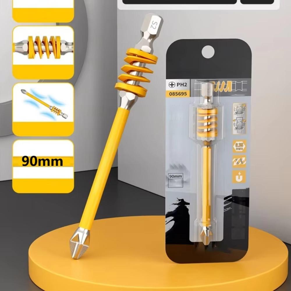 With Spring Anti-Slip Phillips Bit 65/90/110mm 1/4'' Hex Shank Impact-resistant Screwdriver Bits Magnetic High Hardness