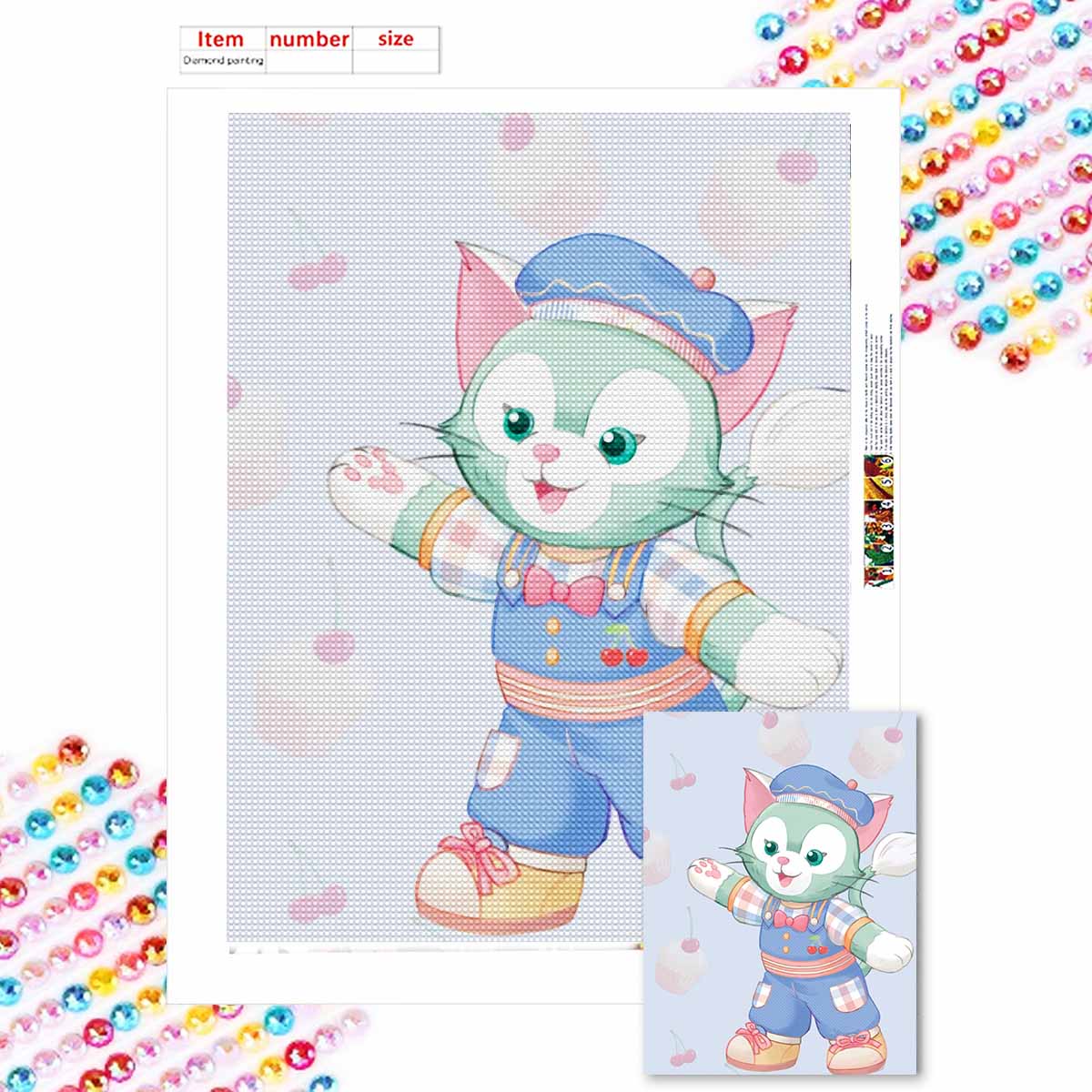 

DIY Diamond Painting Cute Little Cat Cross Stitch Kit Mosaic Art Diamond Painting Full Circle Diamond Home Decoration Round 20x30cm