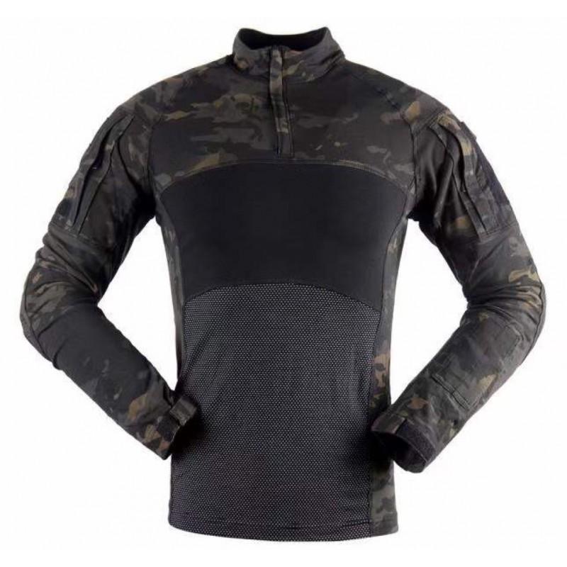 Men Women Tactical Camo Long Sleeve Shirt Outdoor Hiking Camping Training Uniform Breathable Cotton Blend