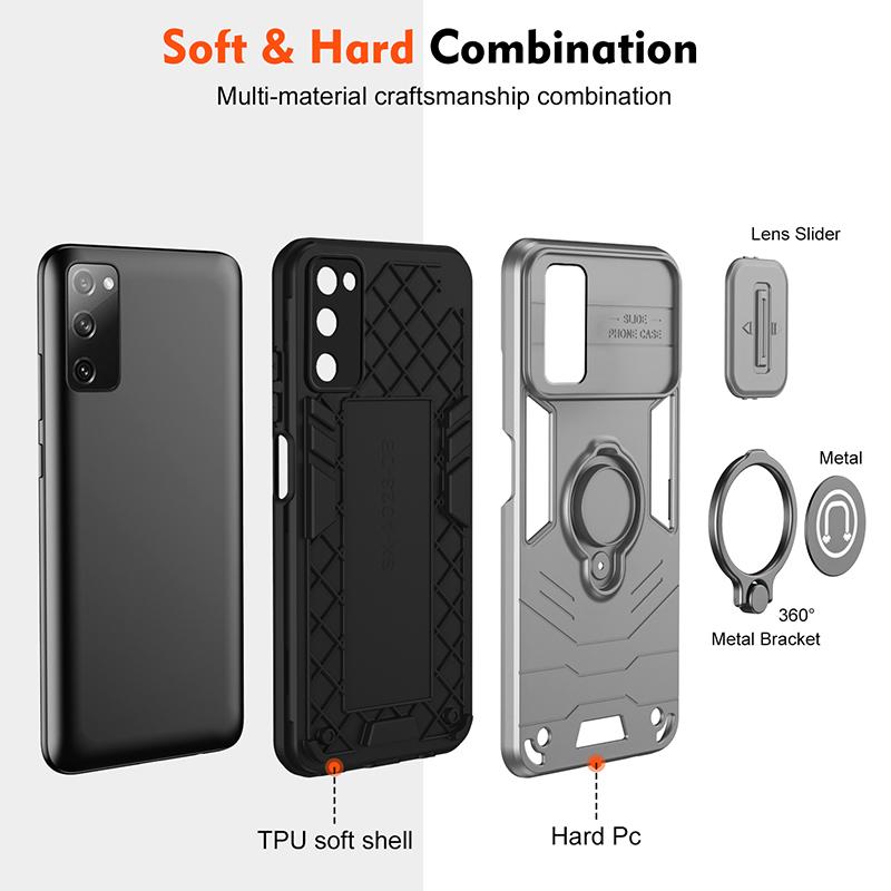 For Samsung S20 FE Shockproof Armor Funda For Samsung Galaxy S20 FE Slide Lens Protect Case Magnet Charge Men's Phone Cover Capa