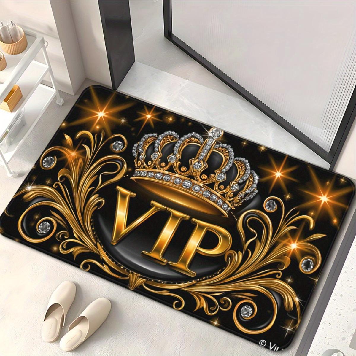 

Luxury Black Gold VIP Crown Print Carpet Plush Flannel Rug Living Room Bedroom Home Decor Area Rug Non Slip Floor Mat 40x60cm