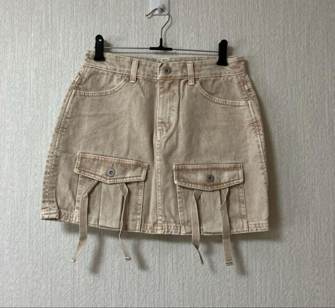 

[USED] SCULPTOR Beige Pocket Denim Mini Skirt