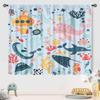 Blue Curtains Kids Room Cartoon Underwater Animals Sharks Turtles Nature Marine Plants Window Drapery Treatments Curtain Polyester Washable Children's