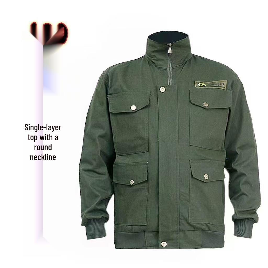 Spring & Autumn Men's Workwear Set: Anti-Scald, Wear & Dirt Resistant for Welding, Auto Repair, and Construction