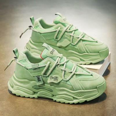 Men's Sneakers Spring Non-slip Outdoor Sports Running Shoes Breathable Mesh Men Shoes Thick Sole Green Casual Shoes for Tennis