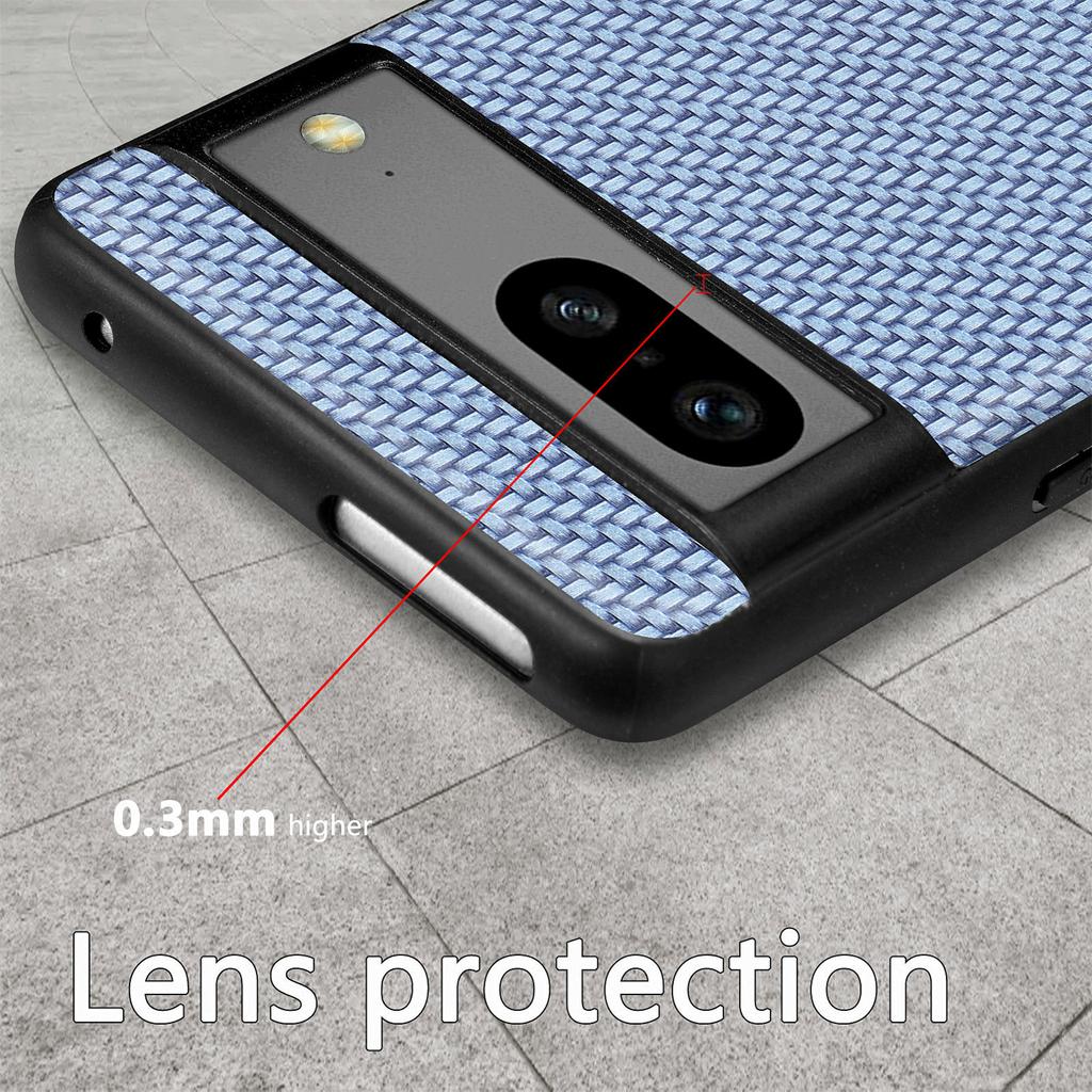 For Google Pixel 7a 5G Carbon Fiber Texture Phone Back Case PU Leather Coated PC+TPU Shockproof Cover
