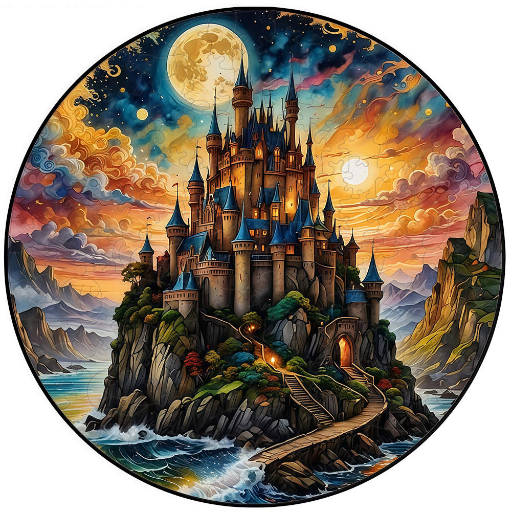 Non-Toxic Aurora Christmas Eve Wooden Jigsaw Puzzle Wood Jigsaw For Adult Kids Round Landscape Exclusive Design Festival Gift Toys
