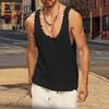 Vintage Zerrissen Used Einfarbig Gestrickte Tanktops Herren Sommer Rundhals Ärmellos Locker Pullover Weste Top