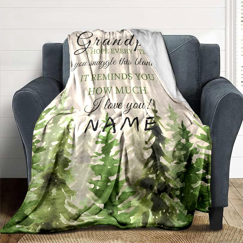 Grandpa Love Blanket Lightweight Customizable Blanket Customize Your Name Warmthful Decor For Sofa Couch Office Bed Picnics Four Seasons Multipurpose