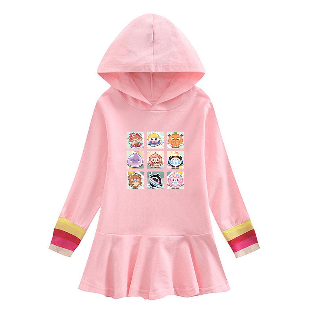 Girls' Hooded Sweatshirt Dress - New Korean Style, Kids' Spring/Fall Pure Cotton Long Sleeve Skirt