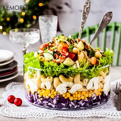 1 Stück Große Glas Salatschüssel - Mikrowellen- und Spülmaschinenfest - Misch- und Servierschüssel - Klare Borosilikatglas Obstschüssel