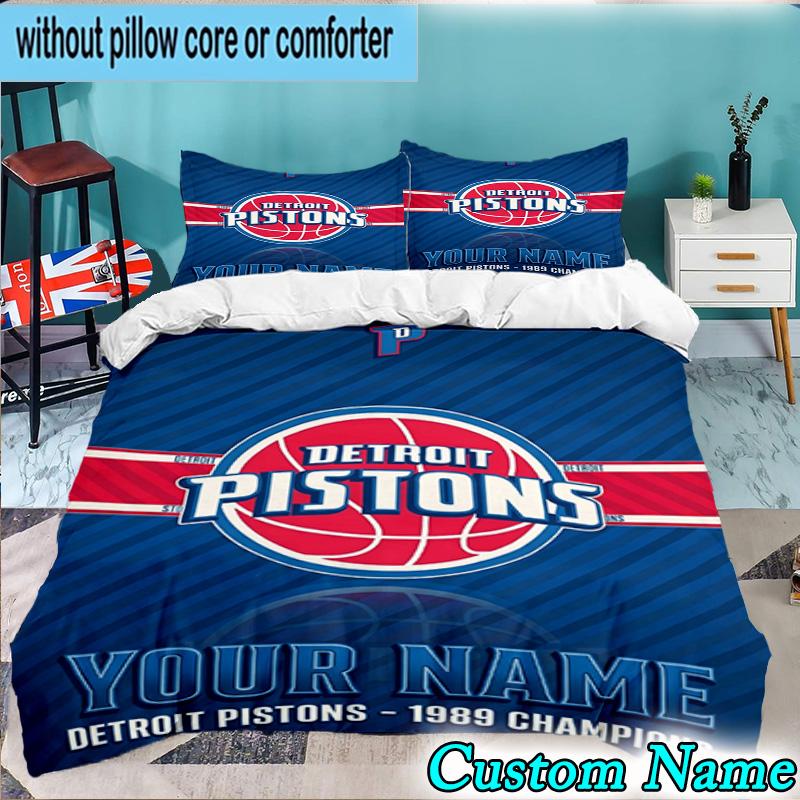 Custom Name 3PCS Detroit Basketball Art Bedding Set,Including  Duvet Cover And 2pcs Pillowcases Perfect for Bedroom,Dormitory,Fan Christmas Gift