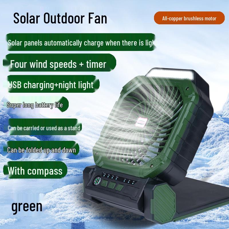 Rechargeable USB Tent Fan with LED Light - Portable, High Power for Camping