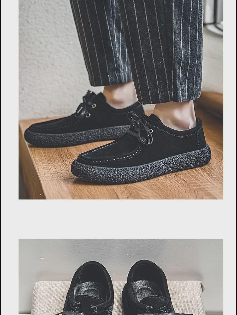 2024 Men's Frosted Leather Slip-On Shoes - Trendy Soft-Soled Casual Footwear for Spring & Summer