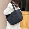 Solid Color Shopping Handbag Large Capacity Cloth Shoulder Bag Portable Canvas Tote Bag Women