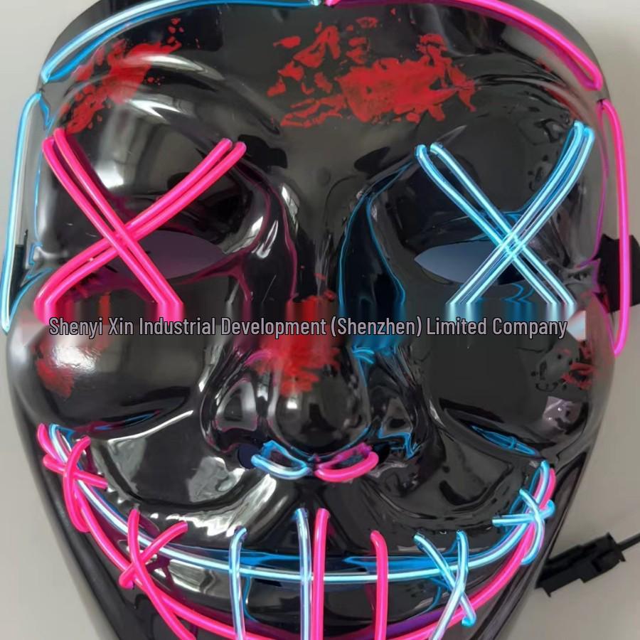 LED Black V-Shaped Halloween Mask with Luminous Gloves