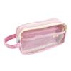 Multifunctionnal Pen Case Large Capacity Clear Pencil Case Two Large Compartment, Travel Stationeries Bag for Student