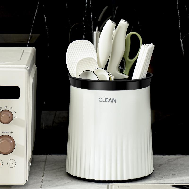 Multi-functional Knife Rack, Draining Chopstick Box, Spoon and Tableware Storage Cylinder, Kitchen Rotating Knife Rack