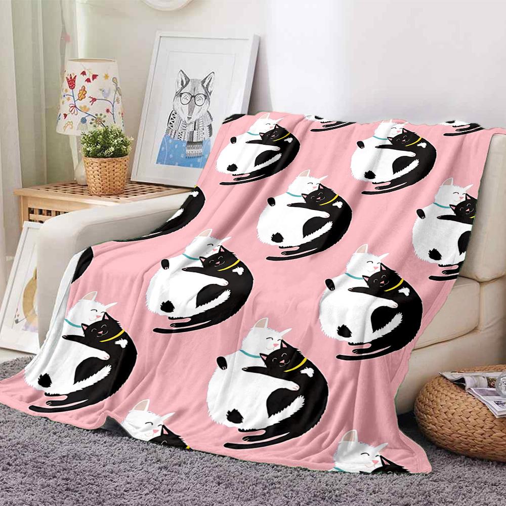 1pc Cat Hug Pattern Blanket Warm, Cozy, And Soft, Suitable for Sofas, Beds, Cars, And Office Use.Perfect for Camping And Travel, Making It a Great Gif