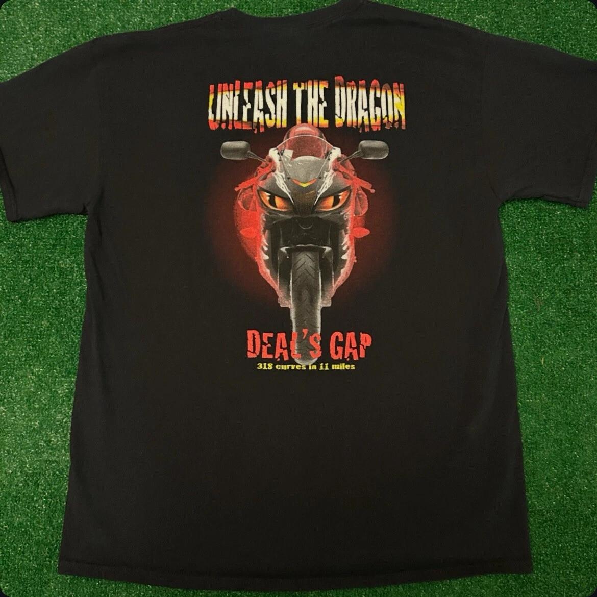 

Винтажная футболка Gap 90-х Y2K, байкерская, для отдыха, Unleash The Dragon, ВИНТАЖ, мужская, размер L L