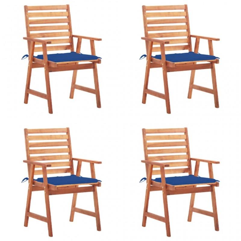 Día y Noche - Día y Noche Sillas comedor de jardín y cojines 4 uds madera maciza acacia