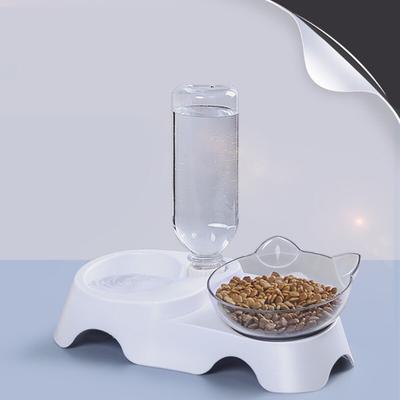Cat Dog Food Pet Double Bowl Automatic Water Dispenser Anti-Knock Cat Bowl Dog Bowl Food Bowl Neck Guard Feeding Integrated
