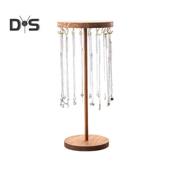 Stojan na náhrdelníky Organizér na šperky s háčky Dřevěná základna Organizér na čelenky Stojan pro vystavení pro dívky Náhrdelníky Náramky