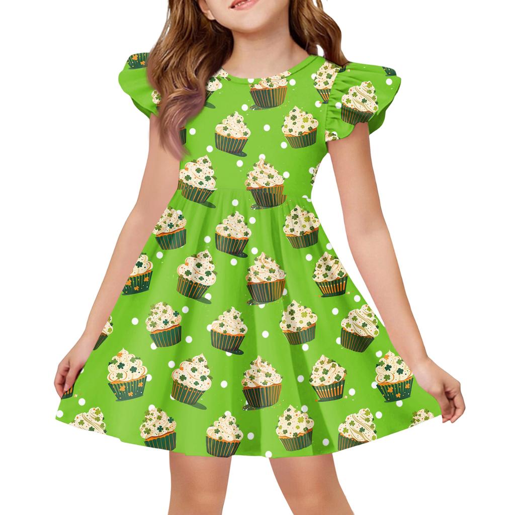 Girls' Summer Princess Dress - A-Line T-Shirt Dress St. Patrick's Day