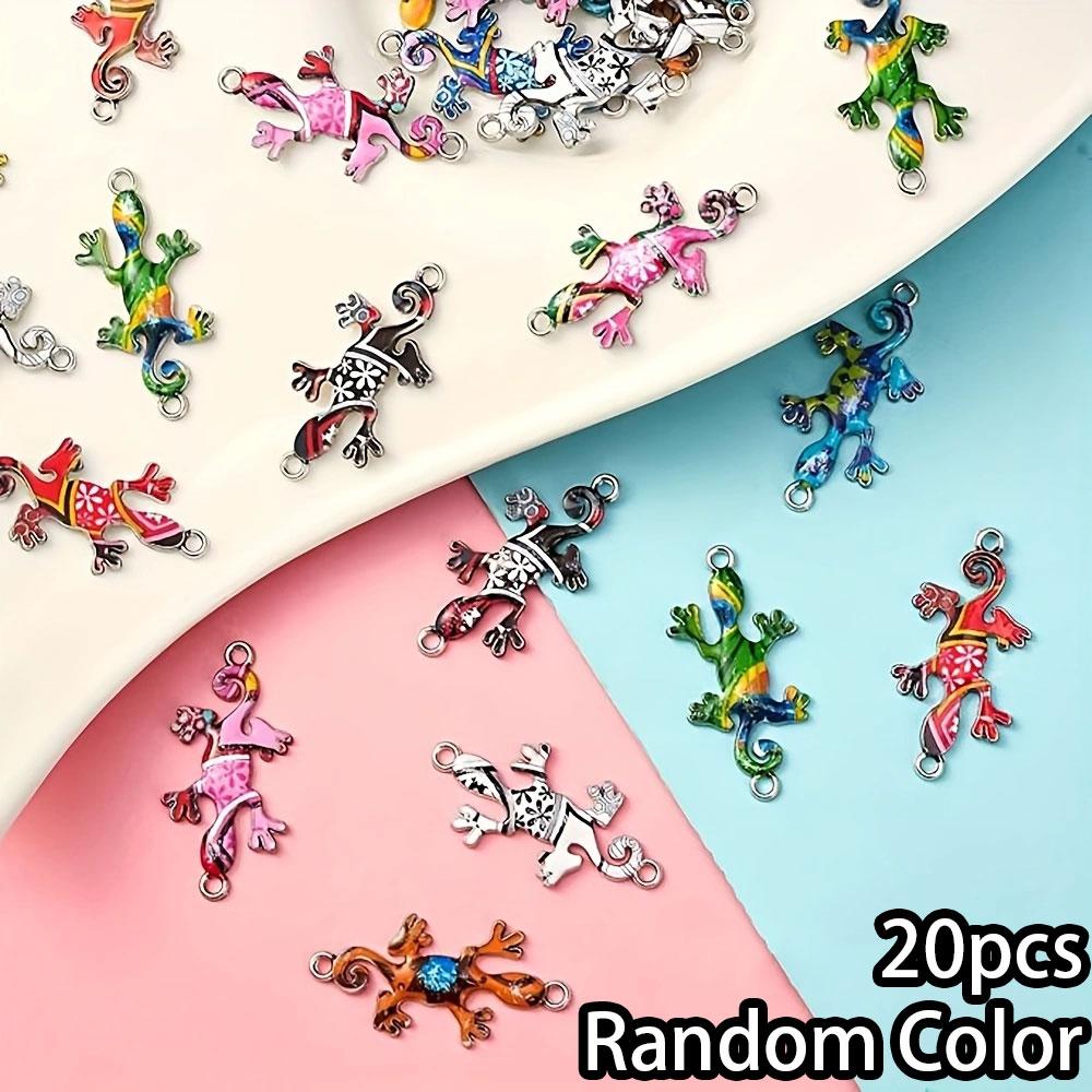 

5/10/20 шт. креативная серия животных кулон цвета геккон ящерица форма двойное кольцо кулон DIY браслет ожерелье серьги брелок Random Color 20pcs