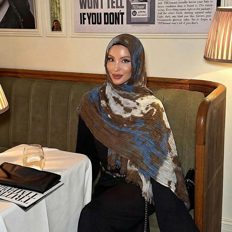 Watercolour Floral Printed Modal Breathable Lightweight Soft Modal Muslim Hijab Women Shawl Hijab Headband Scarves Ramadan