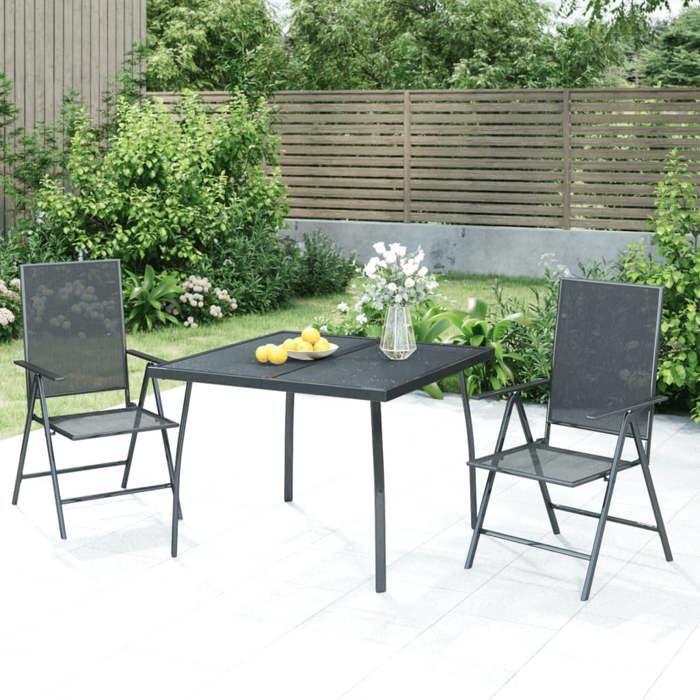 VidaXL Ensemble à manger de jardin 3 pcs anthracite acier, ensemble de salle à manger, ensemble de salle à manger 3187977
