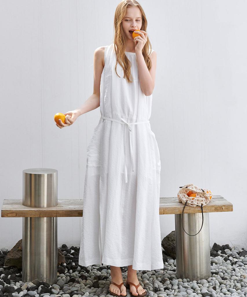 MALOUPE 7106 Sleeveless Long Dress (White)