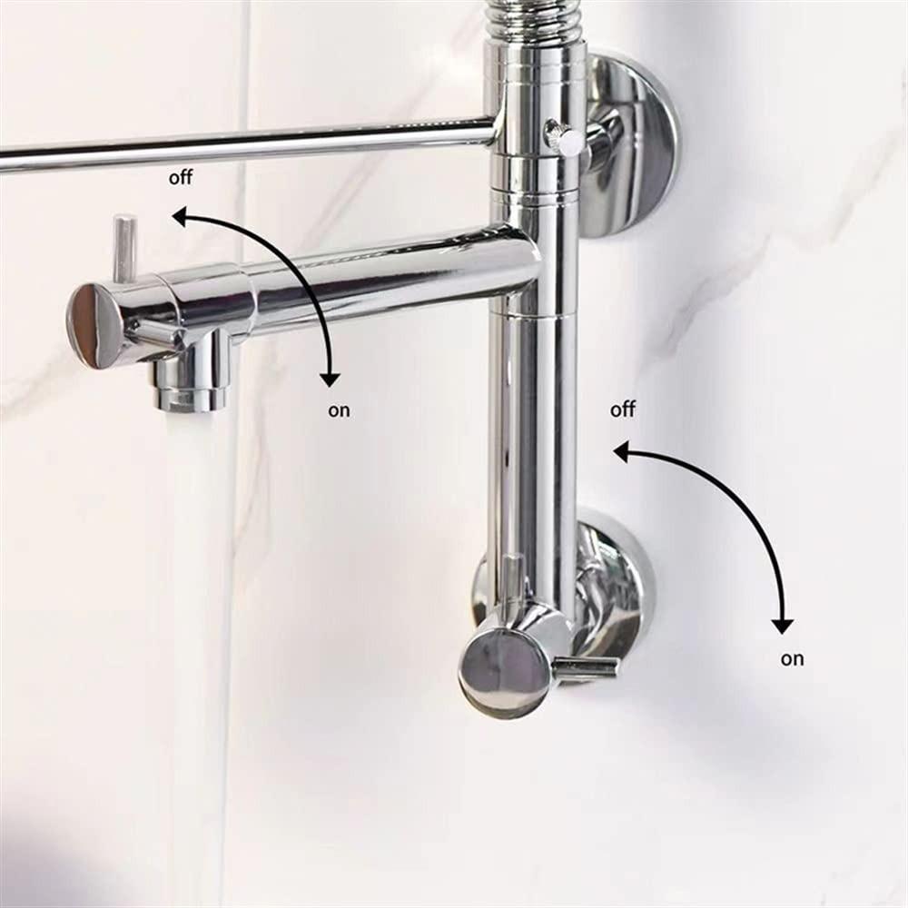 Double Output Kitchen Spring Faucet Stainless 360° Rotating Sink Faucet Vertical/wall Mounted High Pressure Hot/Cold Faucets
