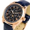 Salvatore Marra Watch Moon Phase 5 ATM Water Resistant Business Formal Leather Strap Limited Edition Blue Pink Gold Multi-Calendar Men's SM22105S-PGBL