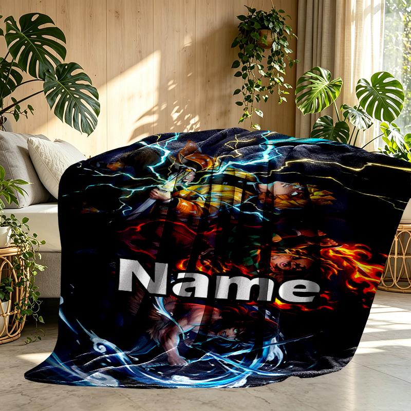 Custom Name Personalized Demon Slayer Print Blanket, Home Decor, Bedroom, Sofa, Camping, Couch, Gifts for Birthday ChristmasEnthusiasts