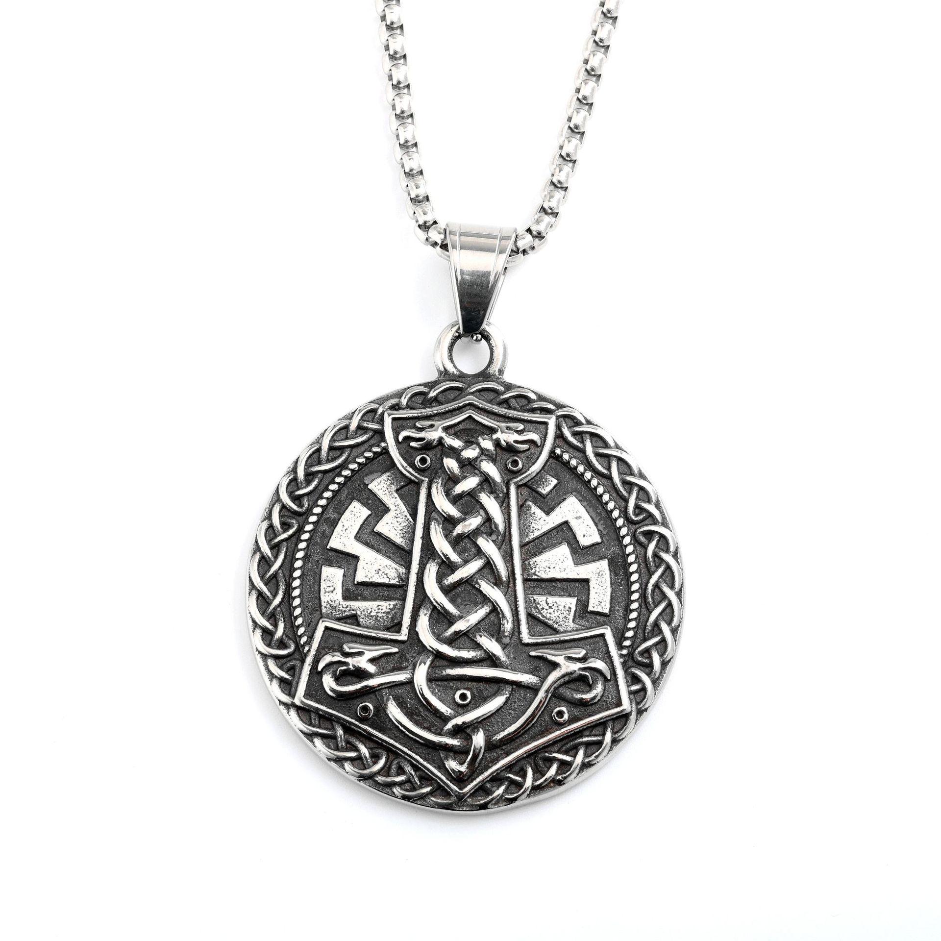 

Retro Stainless Steel Viking Pendant Necklace - Unisex Punk Style
