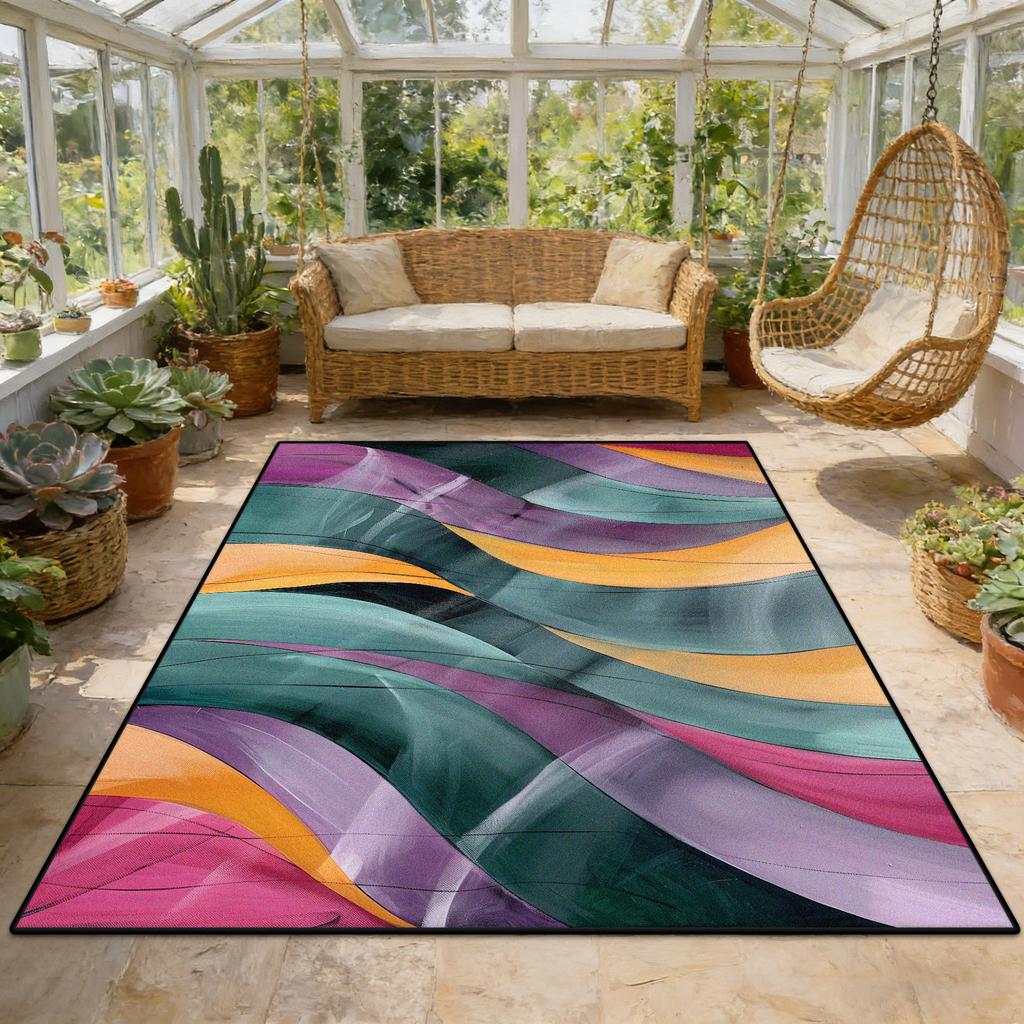 Modern Abstract Geometric Fluffy Sunroom Rug Living Room Decoration Aesthetic Antiskid Carpet Big Size Easy Clean Soft Floor Mat
