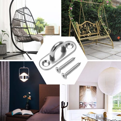 ZitFRi 10-Piece Pad Eye Set, 304 Stainless Steel Rectangular Eye Plates, 40kg Load Capacity, M5, Corrosion-Resistant, High-Strength, 45mm x 15mm, Incl