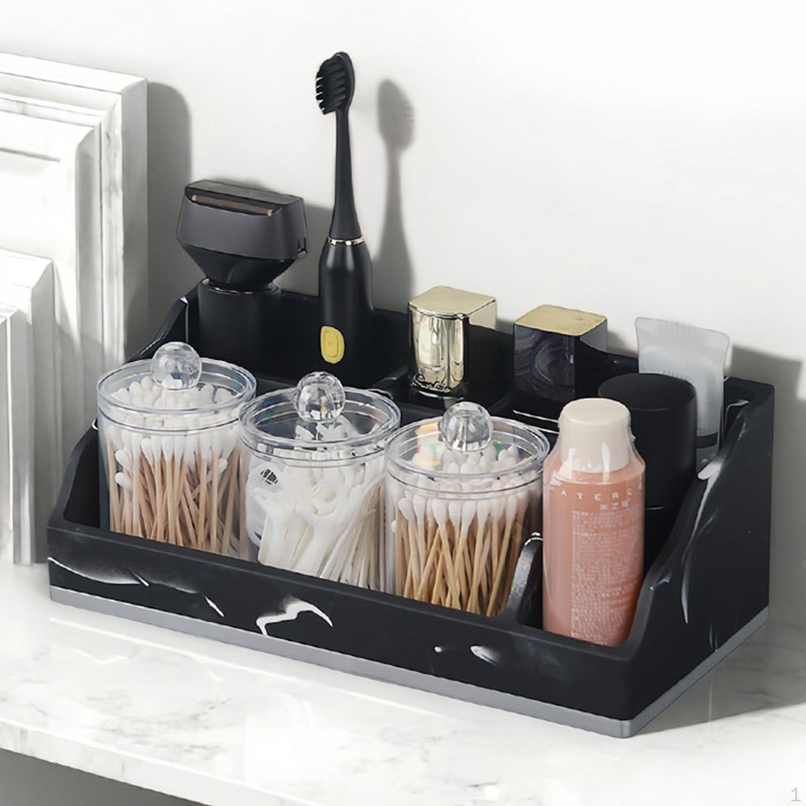 

Bathroom Counter Organizer Toothbrush Holder Home Use Durability Organizer, with Drain чёрный