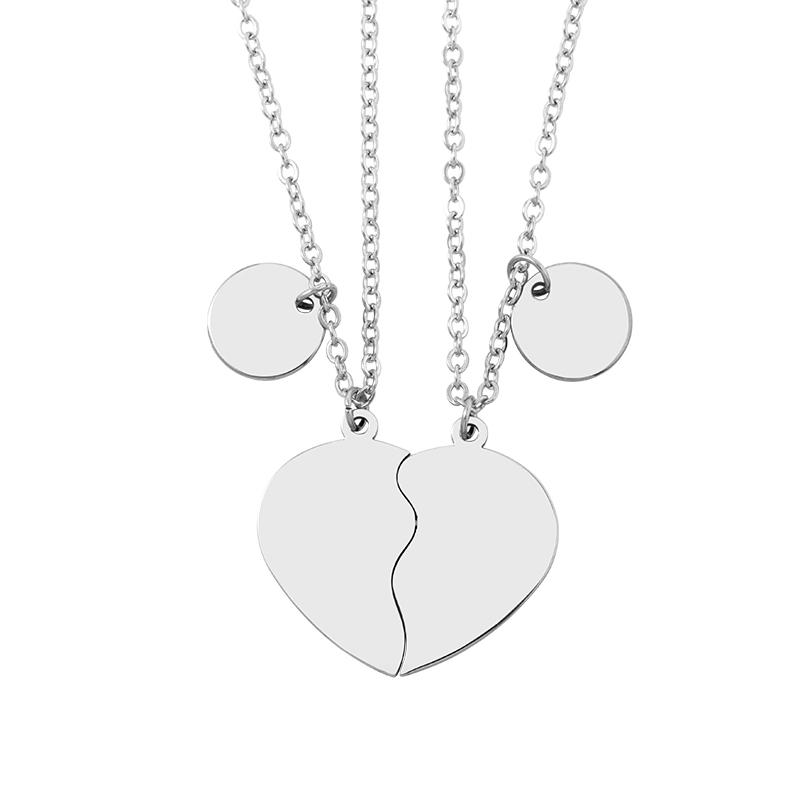 2 Pcs/Set Stainless Steel Pinky Promise Charm Heart Matching Necklaces For Couples Sisters Friends Gifts
